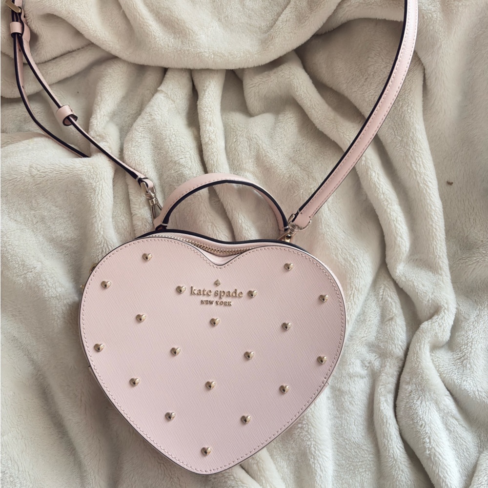 kate spade Light Pink Heart Crossbody with Gold Studs